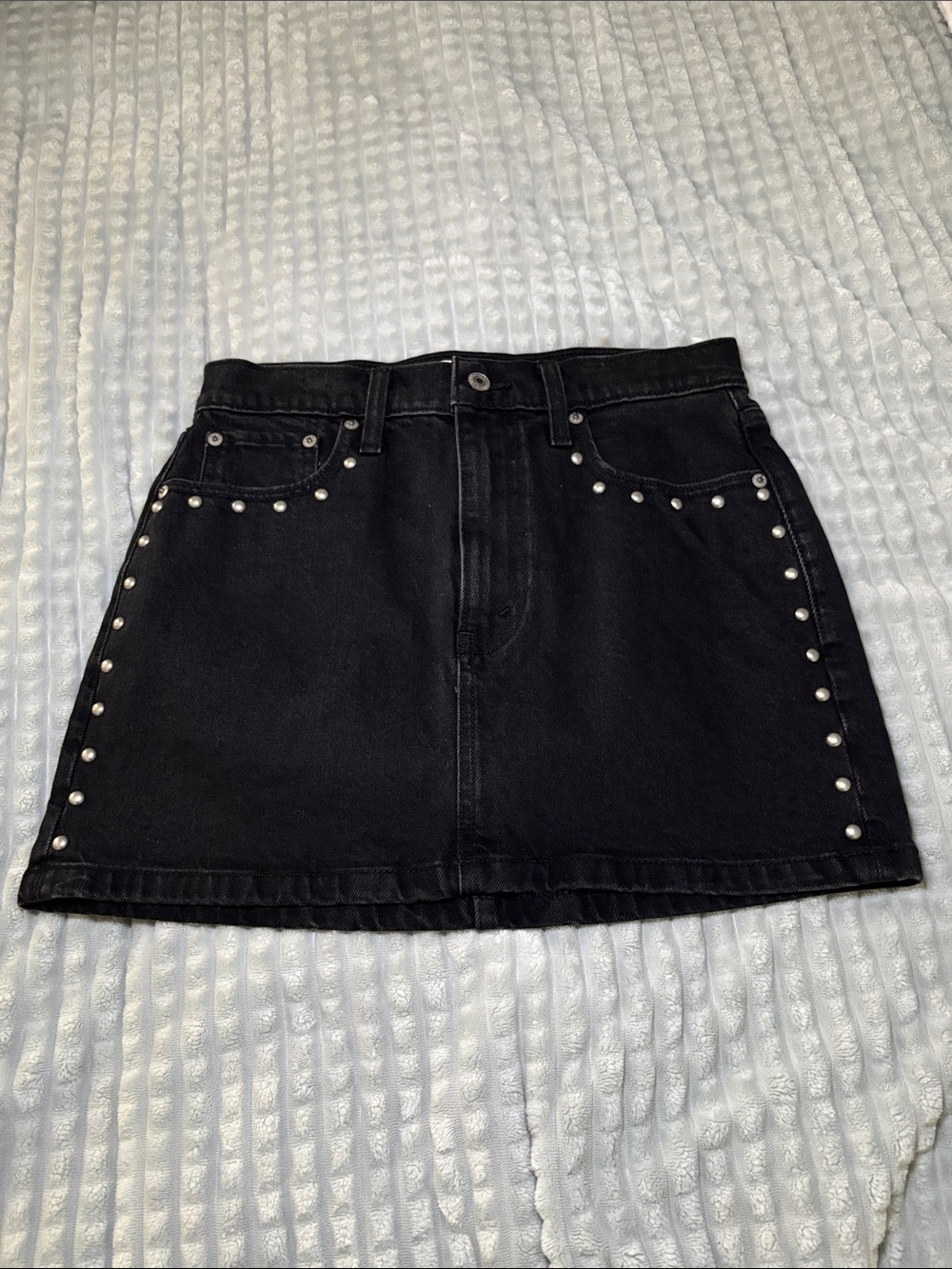 Abercrombie Black Studded Denim Mini Skirt